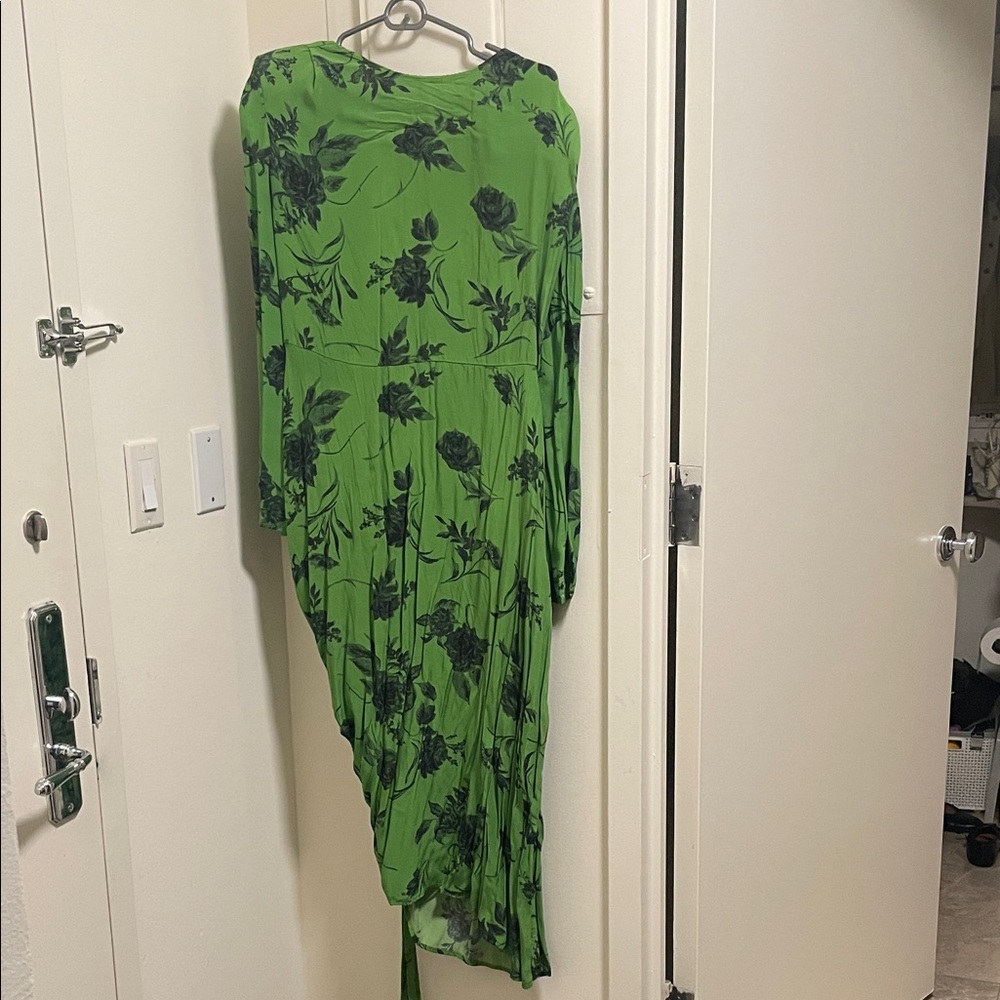 Something Navy Green Floral Midi Dress